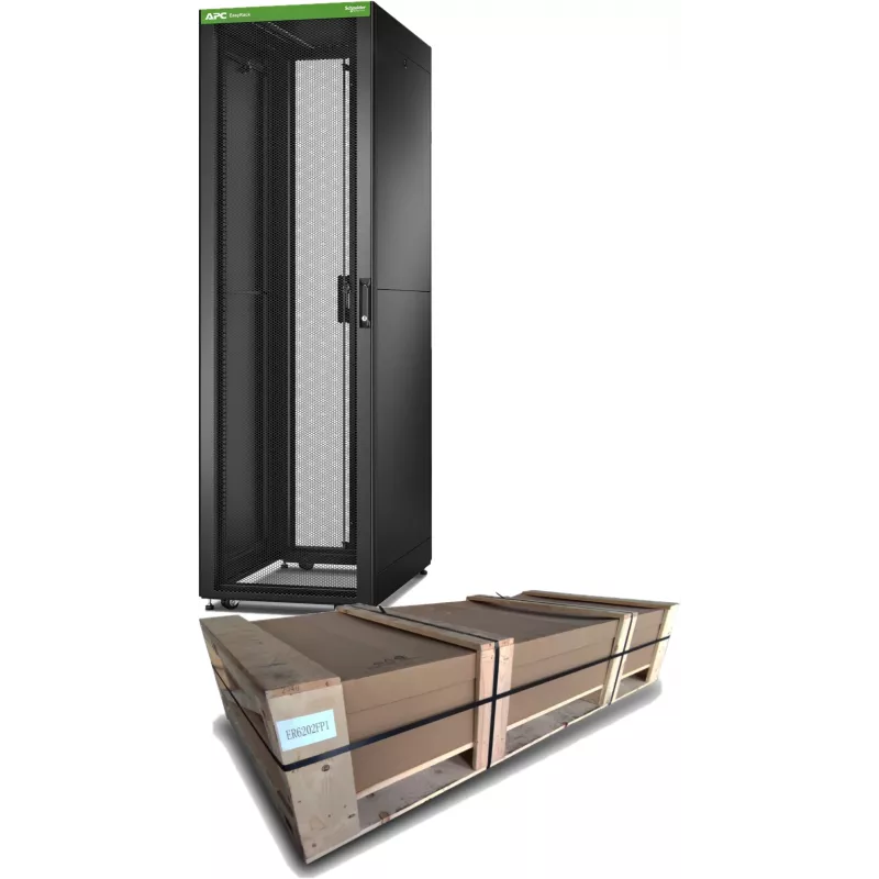 APC Easy Rack, 42U, Preto, com teto, rodas, pés, 4 suportes e painéis laterais, sem fundo, 1991H x 600B x 1000T mm