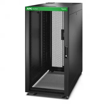 APC Easy Rack, 24U, Preto, com teto, rodas, pés, 4 suportes e painéis laterais, sem fundo, 1198H x 600B x 1000T mm