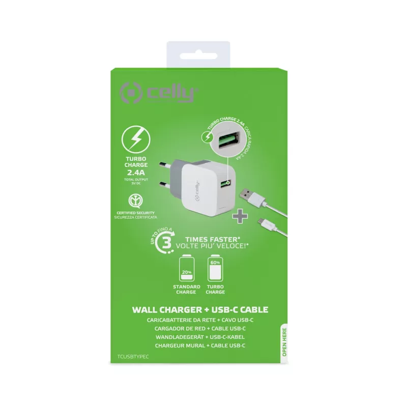 Carregador Celly TCUSBTYPEC para dispositivos móveis universal branco USB interior