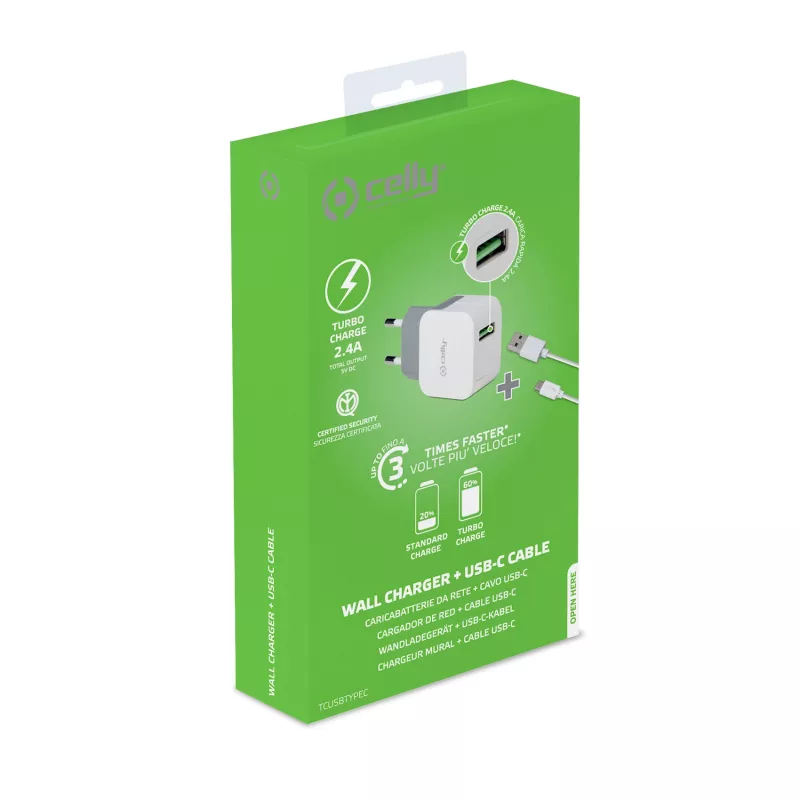 Carregador Celly TCUSBTYPEC para dispositivos móveis universal branco USB interior