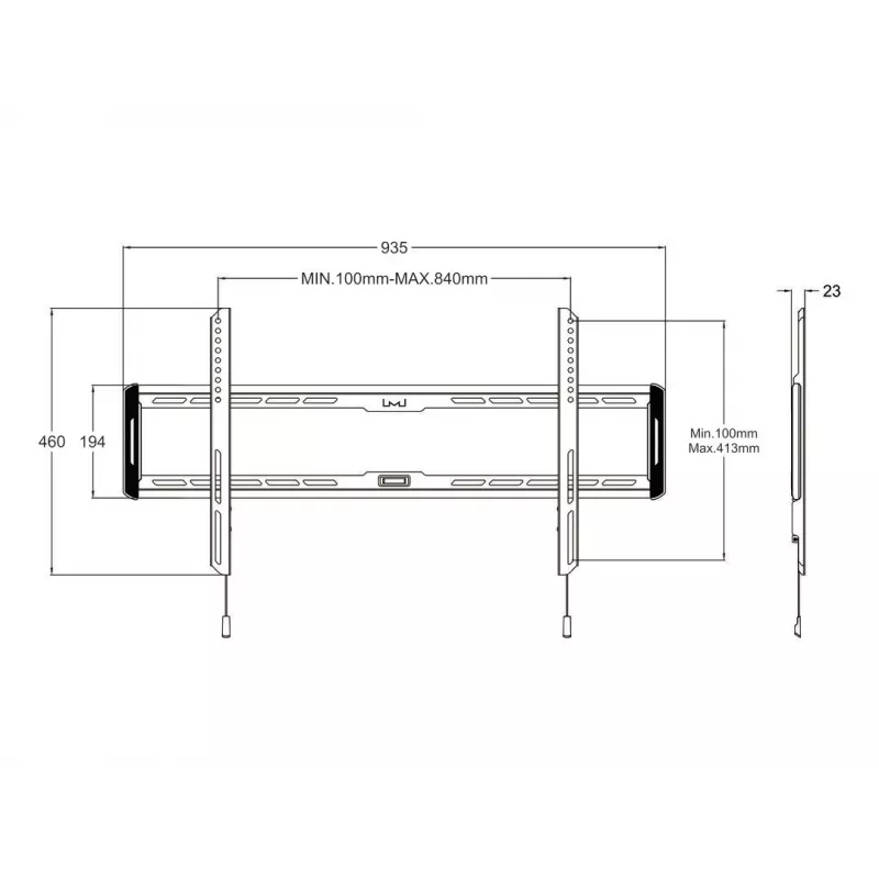 Multibrackets M Universal Wallmount fixo grande preto