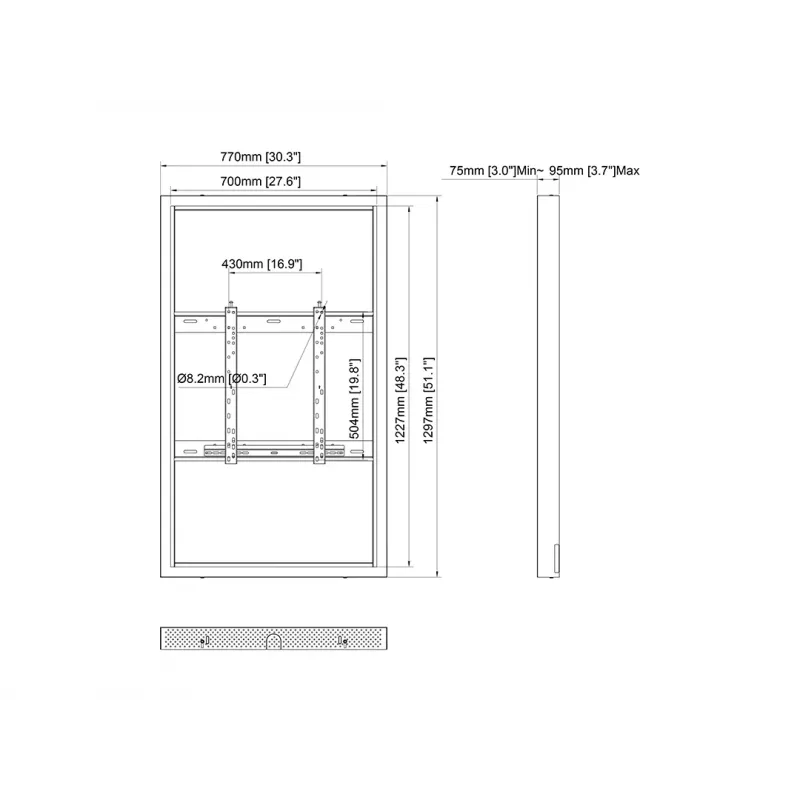 Multibrackets M Pro Series caixa 55 polegadas parede médio preto aço horizontal/vertical