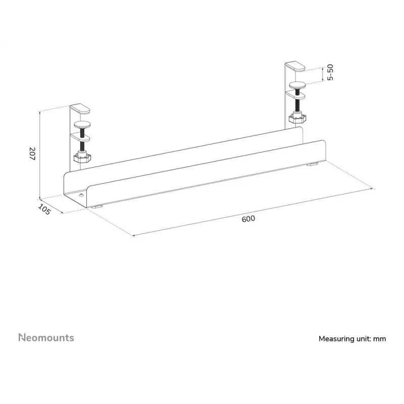 Calha para cabos Neomounts ADS07-121BL design com clipe universal preto