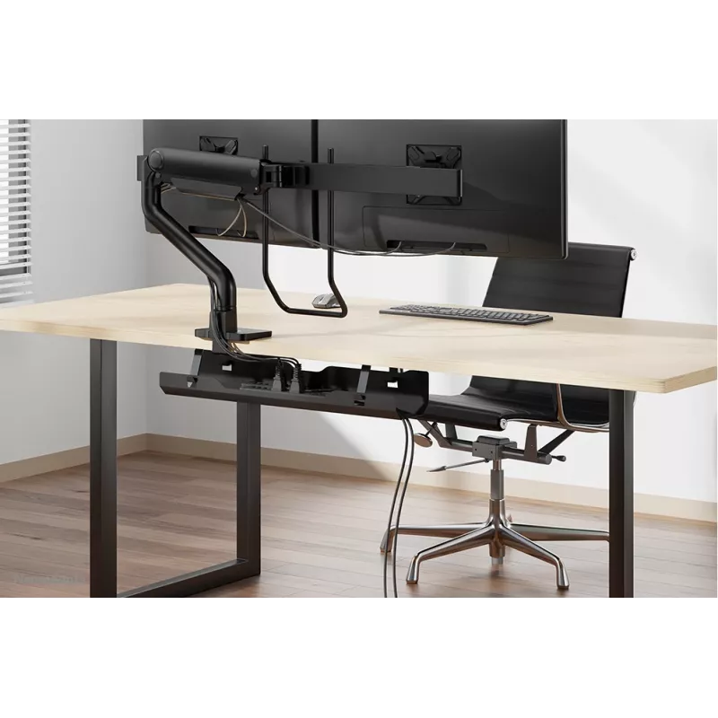 Calha para cabos Neomounts ADS07-122BL montagem por parafusos universal preto, montagem em parede/rack