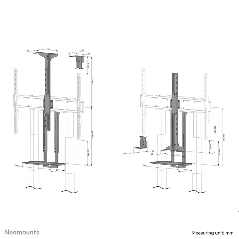 Neomounts AFL-875WH1 kit para videobar e multimédia, prateleira para câmara/AV, com adaptador Logitech Rally Bar (Mini), máx. 9 kg, aço, branco