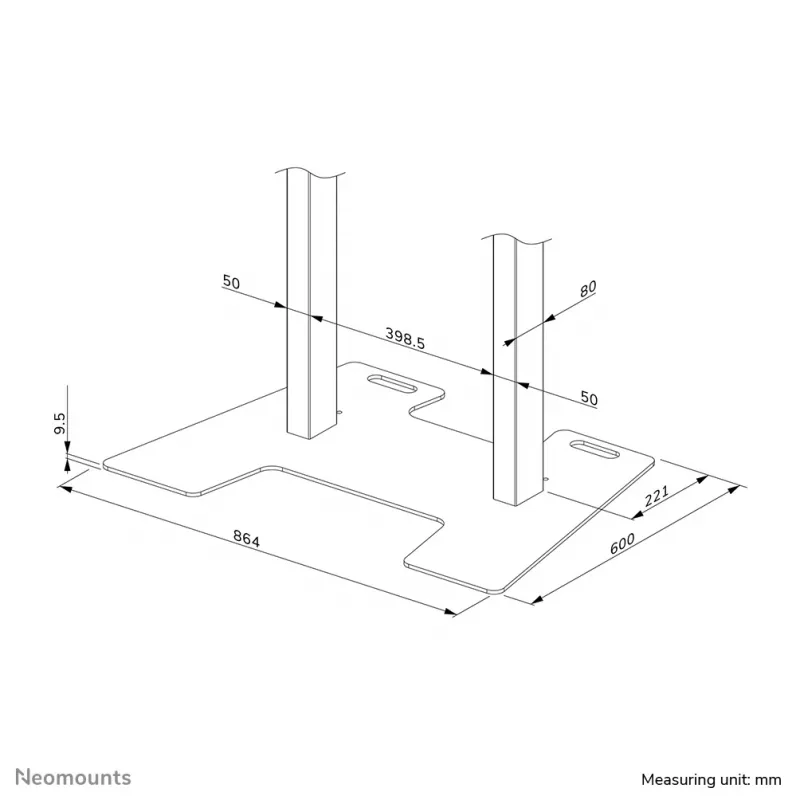 Plataforma Neomounts AFP-875WH base de aço branca 864x600x95mm