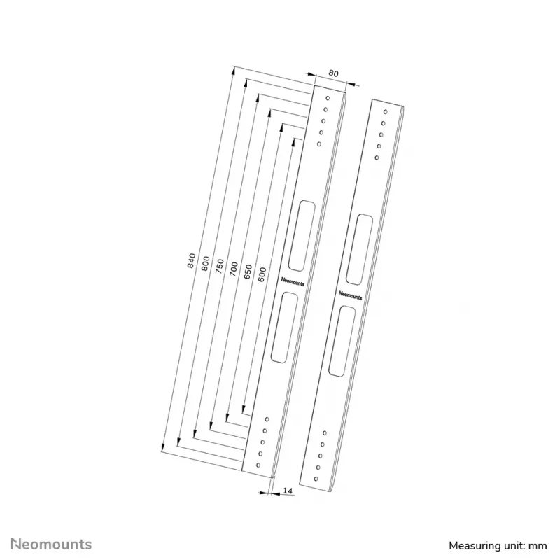 Kit de extensão Neomounts AWL-250BL18 VESA 400x600 800x800