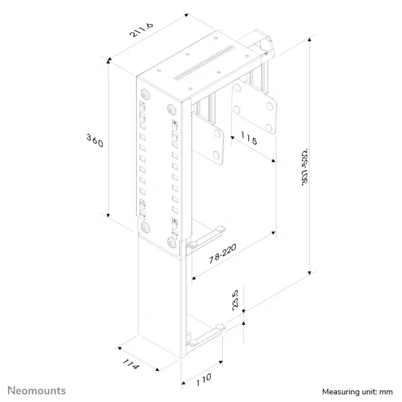 Neomounts CPU-D100SILVER suporte para CPU - máx. 30 kg - universal