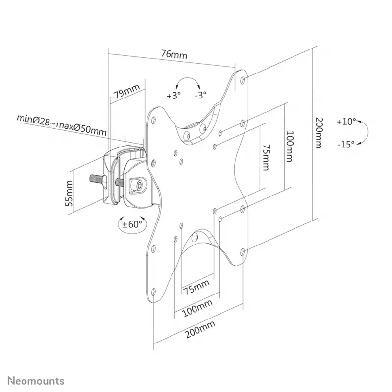Suporte de montagem em mastro para TV Neomounts FL40-430BL12 peso máx. 25 kg 23-42 polegadas