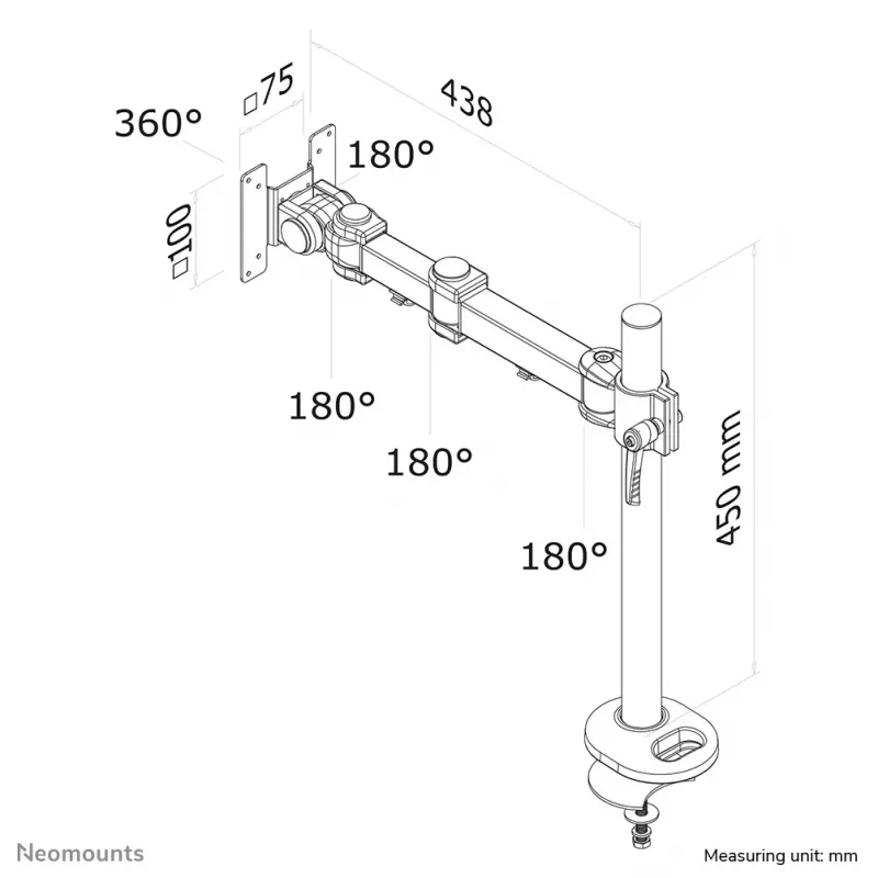 Braço para monitor Neomounts FPMA-D960G 10-30 polegadas
