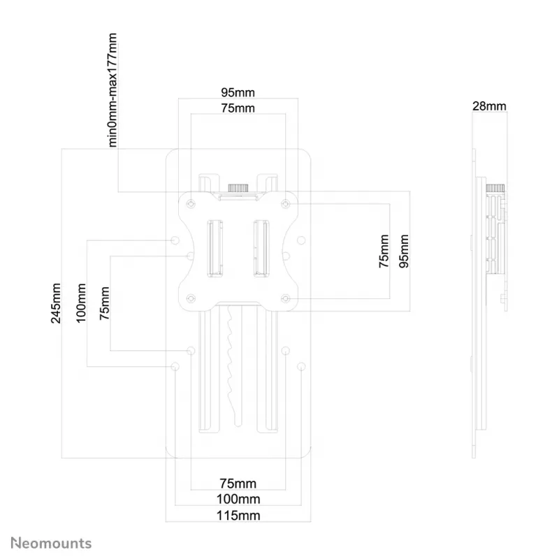 Adaptador VESA regulável em altura Neomounts FPMA-LIFT100 - universal