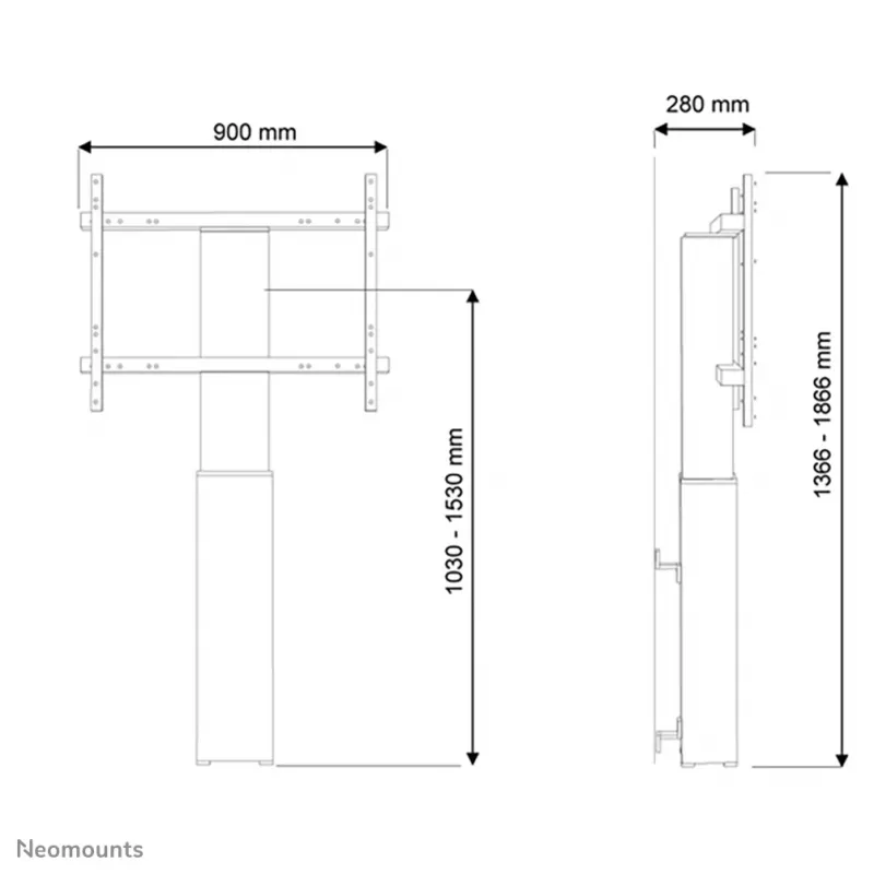 Suporte de chão para TV Neomounts PLASMA-W2250Schwarz 42-100 polegadas - suporte de parede - motorizado