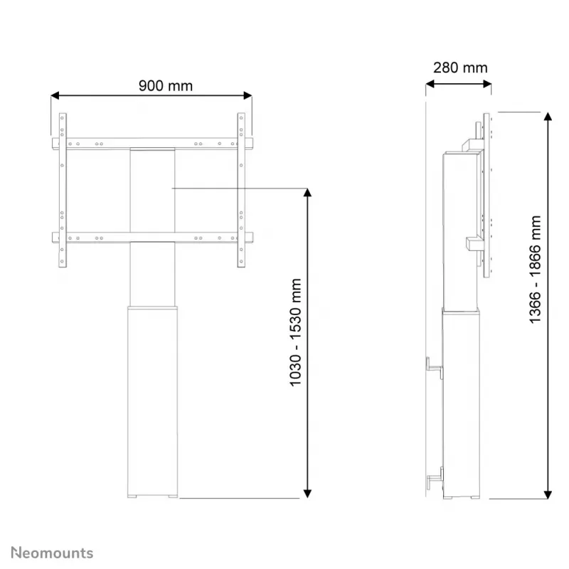 Suporte de chão para TV Neomounts PLASMA-W2250SILVER 42-100 polegadas - montagem na parede - motorizado