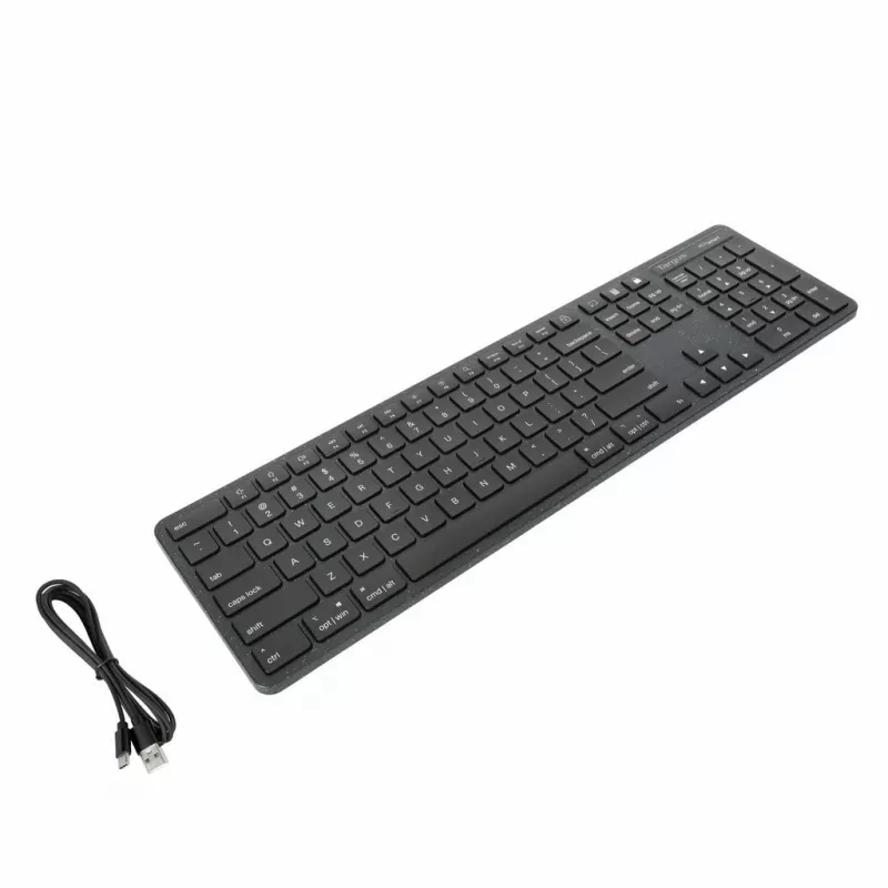 Targus EcoSmart AKB874NO teclado com fio de tamanho normal, USB, QWERTY nórdico, antimicrobiano, preto