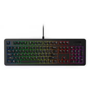 Teclado gaming com fios Lenovo K310 – tamanho completo 100 %, USB, US English, retroiluminação RGB, preto, cabo de 1,8 m