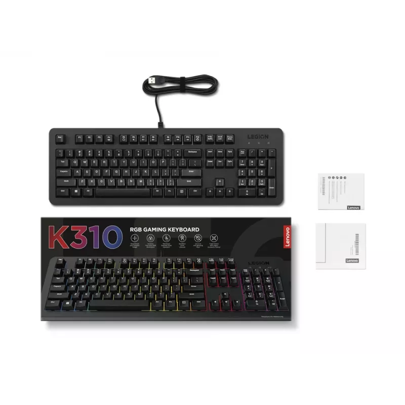 Lenovo Legion K310 RGB teclado gaming, USB, disposição inglês EUA, preto, de membrana