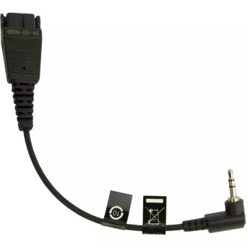 Acessório para headset Jabra 8800-00-46 cabo, QD para ficha jack 2,5 mm, angular, 15 cm, p. ex. para Panasonic GB500, PLX CA40