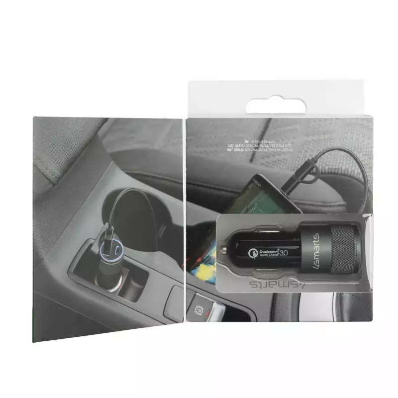 Carregador de dispositivo móvel 4smarts 464448 universal preto isqueiro automóvel