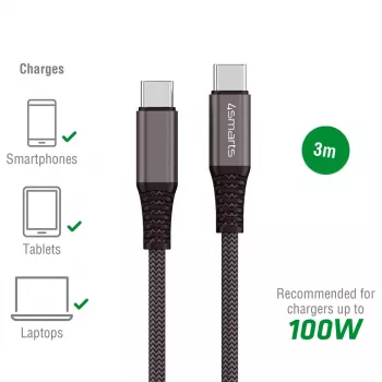Cabo USB 4smarts 456267 3 m USB-C preto 0,48 Gbit/s