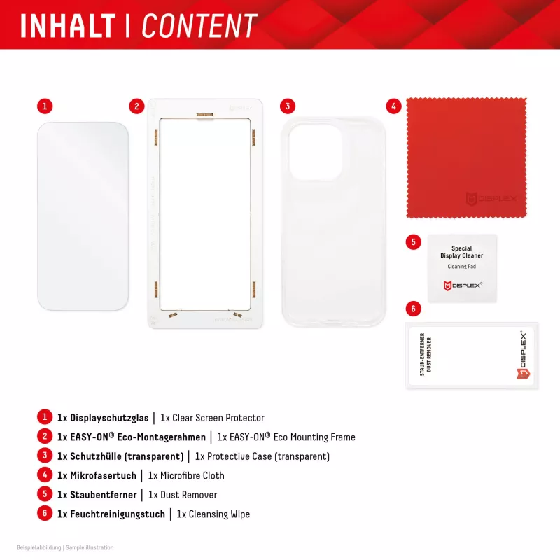 Proteção de ecrã + capa Displex para Apple iPhone 15, moldura de montagem Eco, resistente a riscos