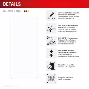 Película de proteção de ecrã Displex + capa para Apple iPhone 16, moldura de montagem Eco, resistente a riscos
