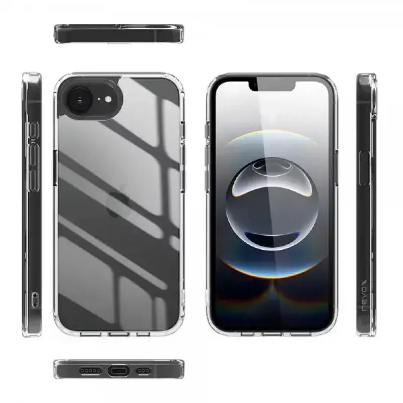Nevox StyleShell SHOCKFlex 2496 capa para iPhone 16e / SE 2025, 15,5 cm (6,1 polegadas), transparente