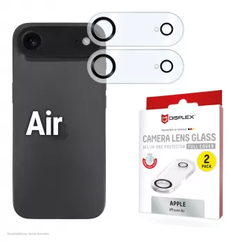 Vidro para lentes de câmara Displex Full Cover iPhone Air, 10H, proteção total da câmara, Quick Mount, 2 unid.