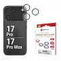 Displex vidro premium para lentes da câmara, iPhone 17 Pro/17 Pro Max, 10H, anéis individuais, DLC, transparente, Quick Mount