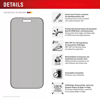 Displex protetor de ecrã de privacidade (10H) para Apple iPhone Air, moldura de montagem Eco, filtro de privacidade