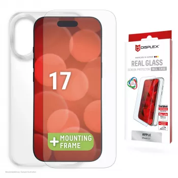 Displex película protetora de ecrã + capa para Apple iPhone 17, moldura de montagem Eco, resistente a riscos