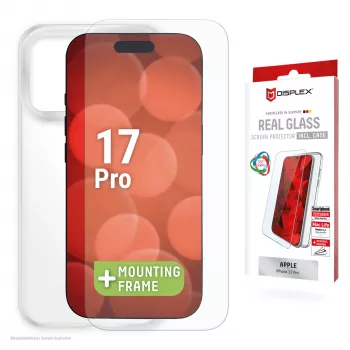 Displex película protetora de ecrã + capa para Apple iPhone 17 Pro, moldura de montagem Eco, resistente a riscos