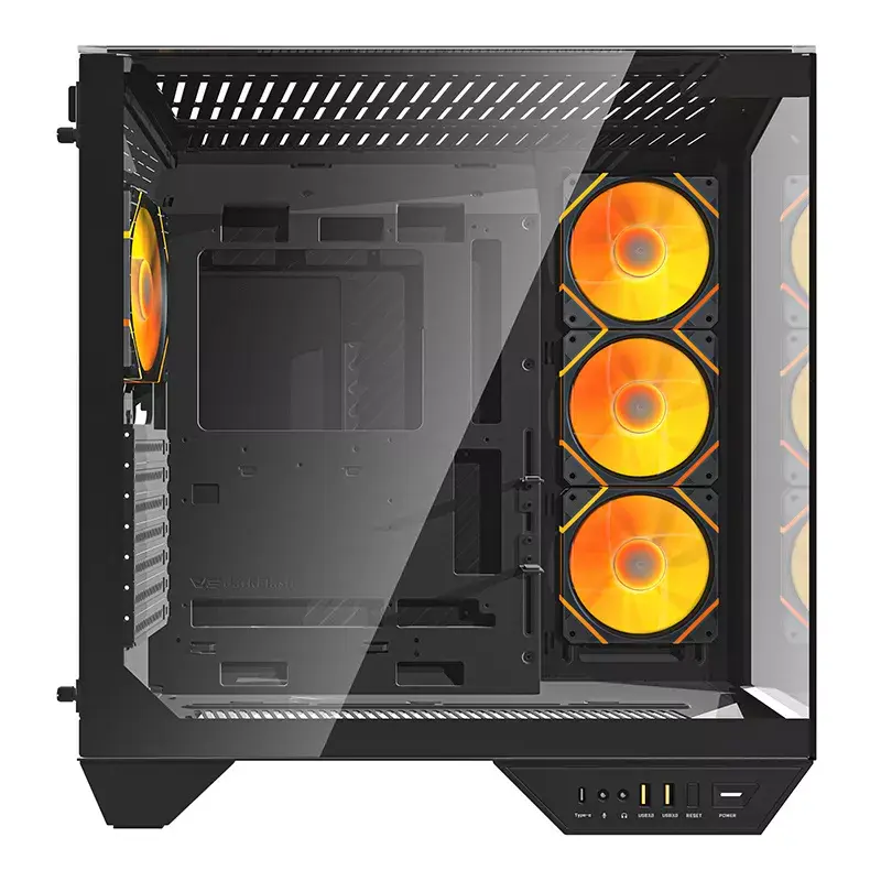 Caixa para computador Darkflash DY470 ATX Preto com 4 ventoinhas e suporte para GPU