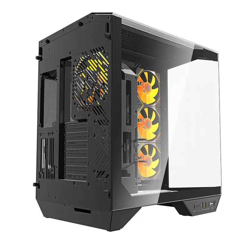 Caixa para computador Darkflash DY470 ATX Preto com 4 ventoinhas e suporte para GPU