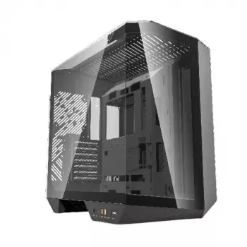 Caixa de PC Darkflash DY470 Full Tower — preto, SPCC, suporta ITX/ATX, HDD 3,5 polegadas/2,5 polegadas, 1x 120 mm traseira, ventoinha lateral de 120 mm
