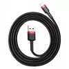 Cabo USB-A para Lightning Baseus CALKLF-C19 2 m — caixa em alumínio, 1,5 A, preto/vermelho