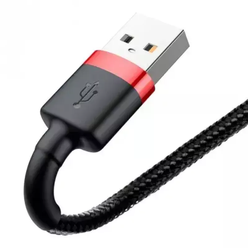 Cabo USB-A para Lightning Baseus CALKLF-C19 2 m — caixa em alumínio, 1,5 A, preto/vermelho