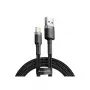 Cabo USB-A para Lightning Baseus Cafule (CALKLF-CG1) — trançado em nylon, QC3.0 1,5 A, 2 m, cinzento/preto
