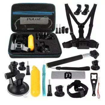 Conjunto de acessórios Puluz PKT11 para câmaras de ação — 20 peças, compatível com Osmo Action 5 Pro