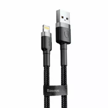 Cabo de dados e carregamento em nylon Baseus CALKLF-AG1 USB-C QC3.0 2.4A para Lightning 0,5 m preto, cinzento