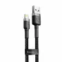 Cabo de dados e carregamento em nylon Baseus CALKLF-AG1 USB-C QC3.0 2.4A para Lightning 0,5 m preto, cinzento