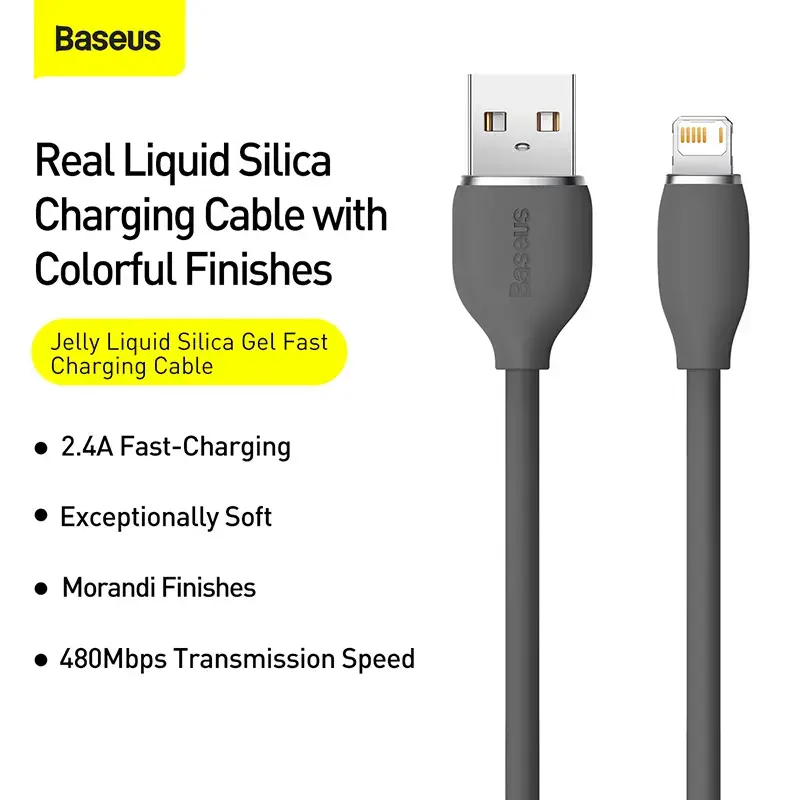 Cabo de dados USB 2.0 Baseus Jelly Lightning para USB-A 1,2 m, preto