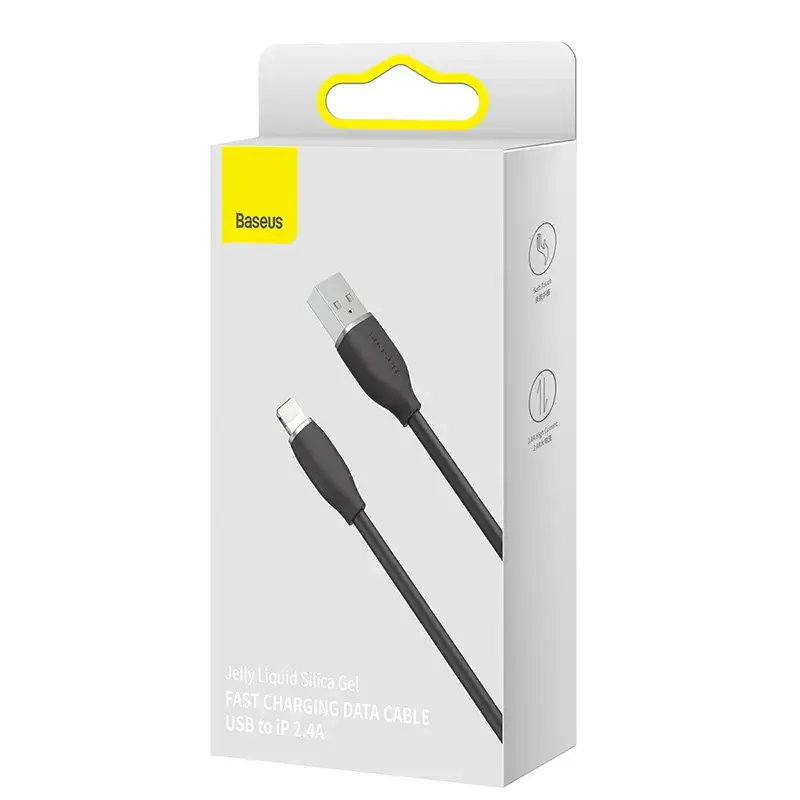 Cabo de dados USB 2.0 Baseus Jelly Lightning para USB-A 1,2 m, preto