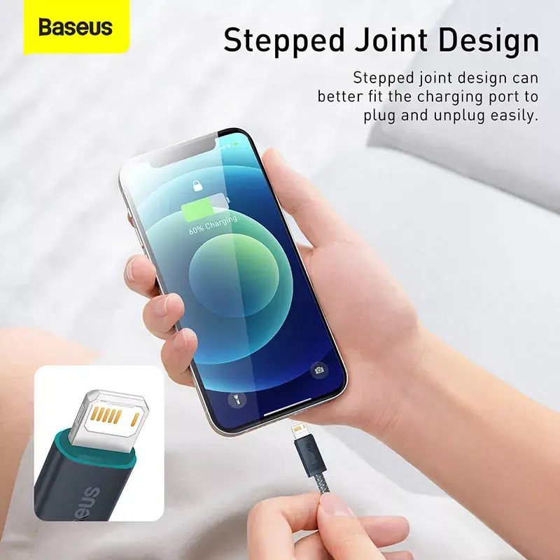 Cabo Baseus Dynamic 2m cinzento Lightning para USB-A
