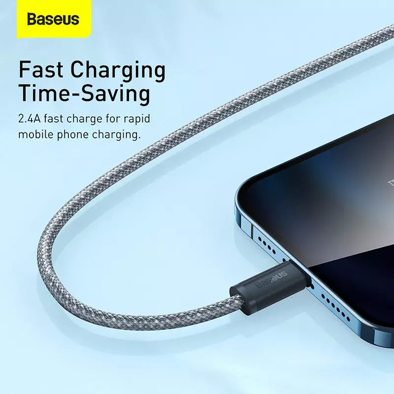 Cabo Baseus Dynamic 2m cinzento Lightning para USB-A
