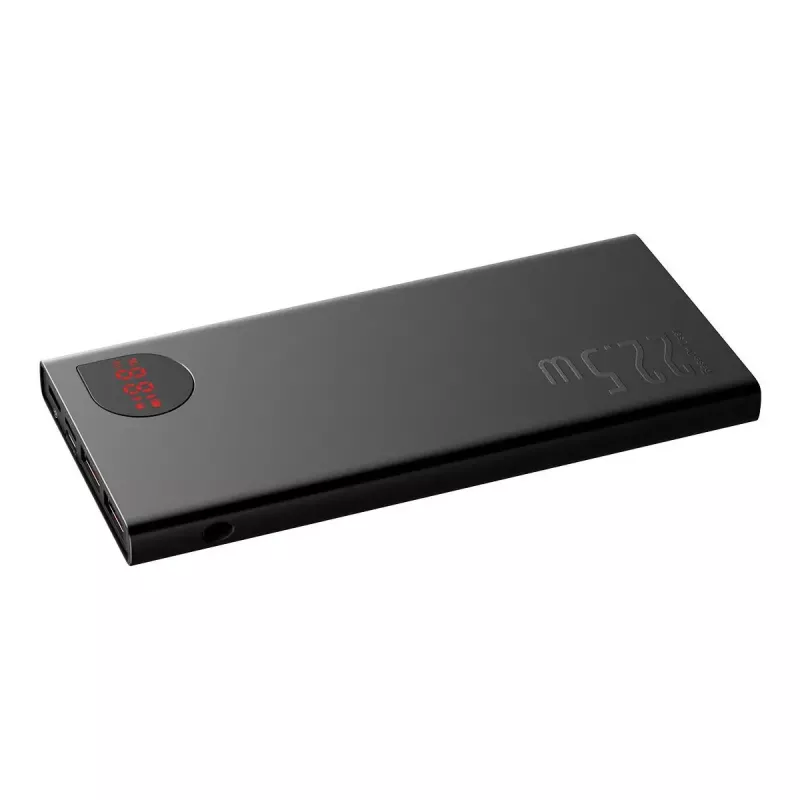 Powerbank Baseus Adaman Metal, iões de lítio 10000mAh, 2xUSB, USB-C, Lightning, MicroUSB 22,5W (preto)