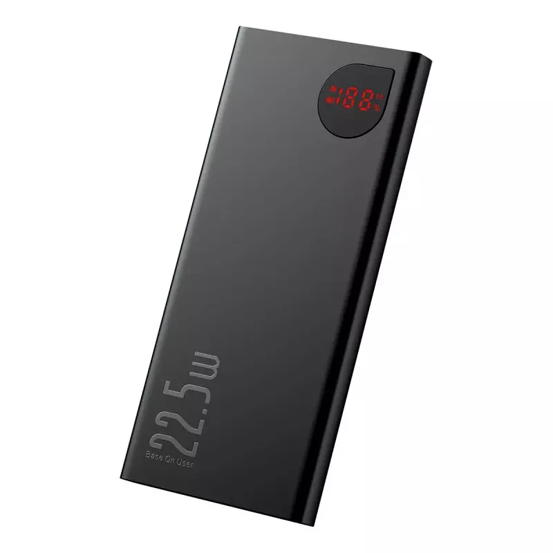 Powerbank Baseus Adaman Metal, iões de lítio 10000mAh, 2xUSB, USB-C, Lightning, MicroUSB 22,5W (preto)