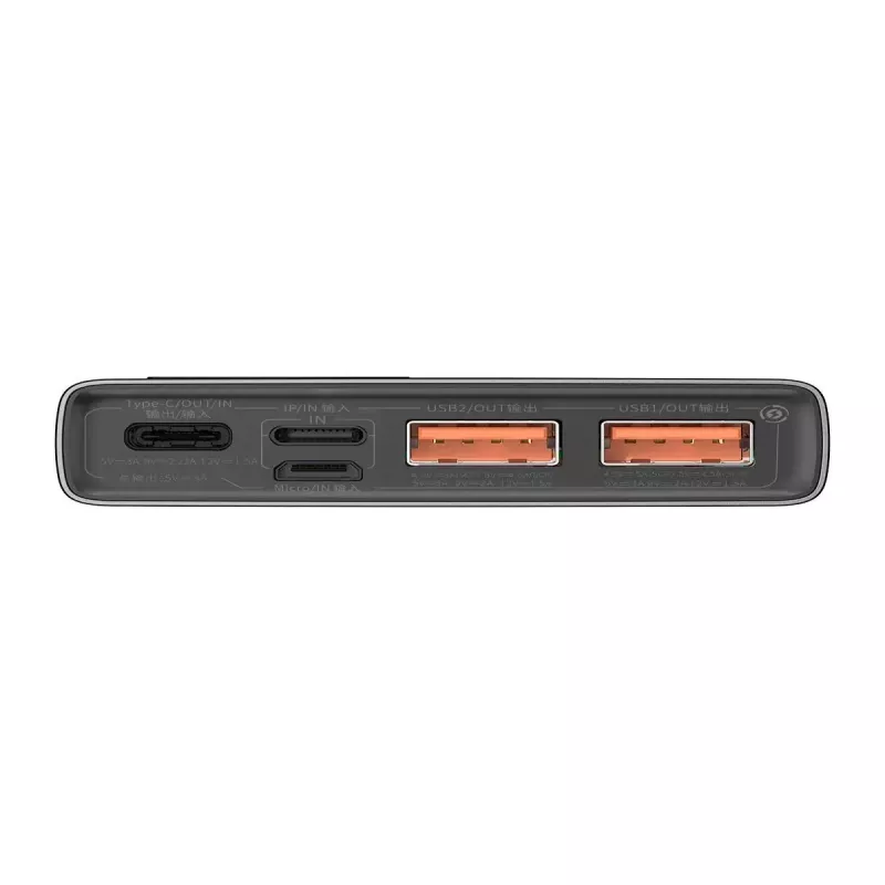 Powerbank Baseus Adaman Metal, iões de lítio 10000mAh, 2xUSB, USB-C, Lightning, MicroUSB 22,5W (preto)