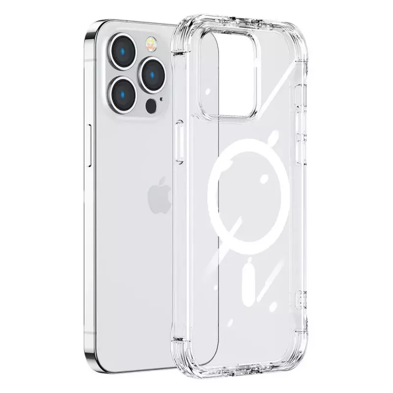 Capa magnética transparente de proteção Joyroom JR-14H5 para iPhone 14 MagSafe com anel magnético, capa transparente