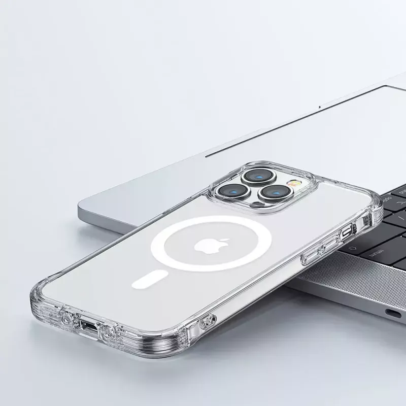 Capa magnética transparente de proteção Joyroom JR-14H5 para iPhone 14 MagSafe com anel magnético, capa transparente