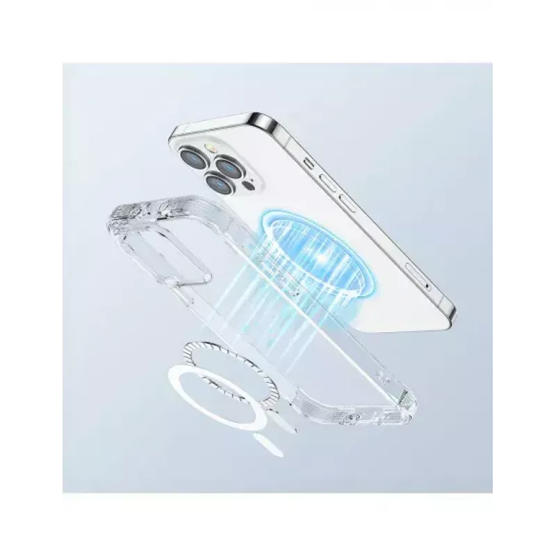 Capa magnética transparente de proteção Joyroom JR-14H5 para iPhone 14 MagSafe com anel magnético, capa transparente